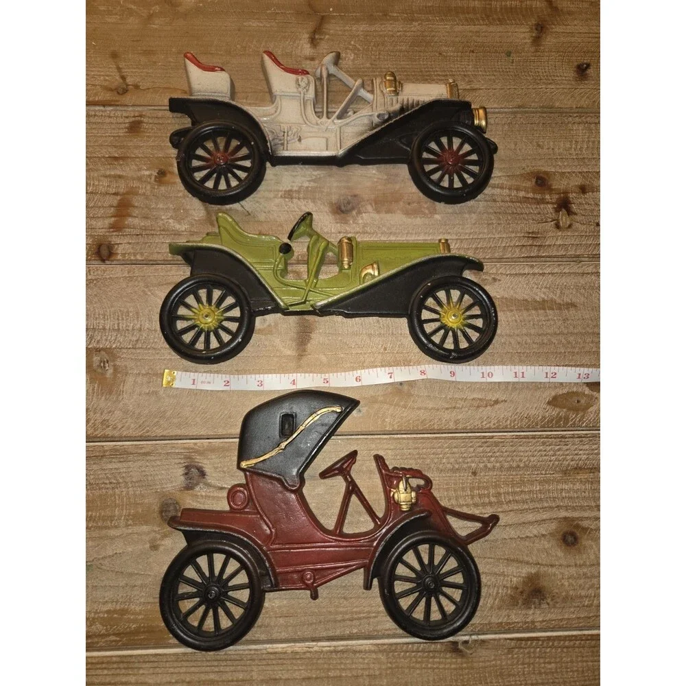 Vintage 1970s Midwest Products Co. Cast Aluminum Antique Car Wall Plaques